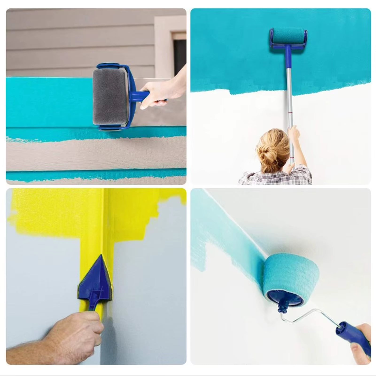 Paint Roller Brush Roller Kit Foam Interior Paint Brushes Triangles Paint Brush for Household Hardware Tools