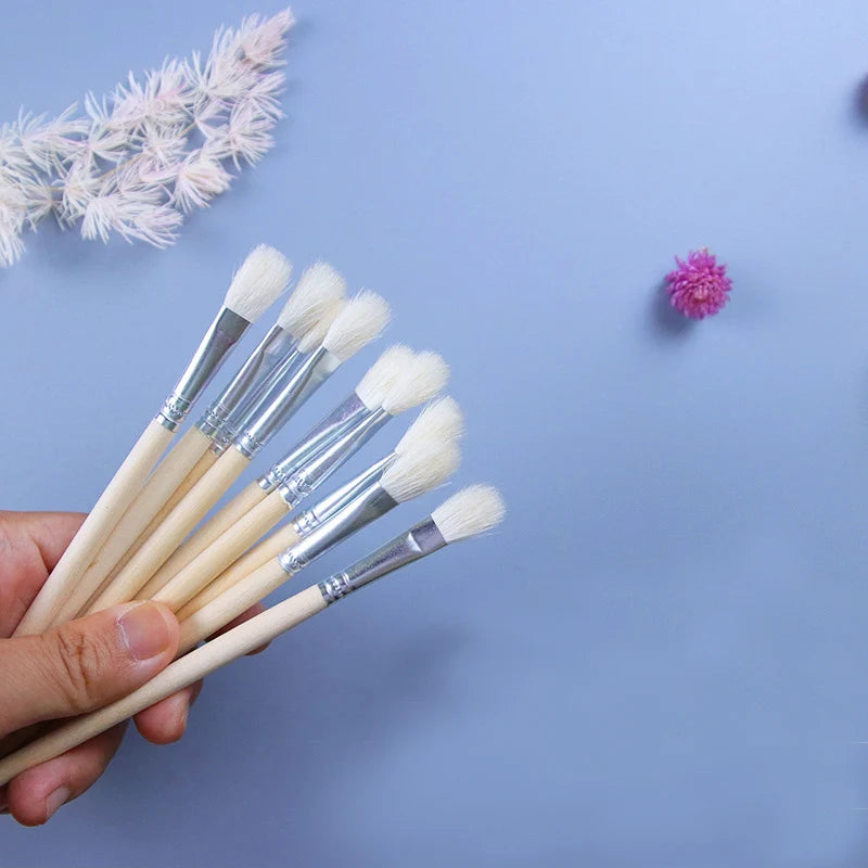 10 Pcs/Lot Wool Hair Paintbrush Wood Holder Painting Brush Watercolor Oil Powder Paintings Brush Wholesale of Art Supplies